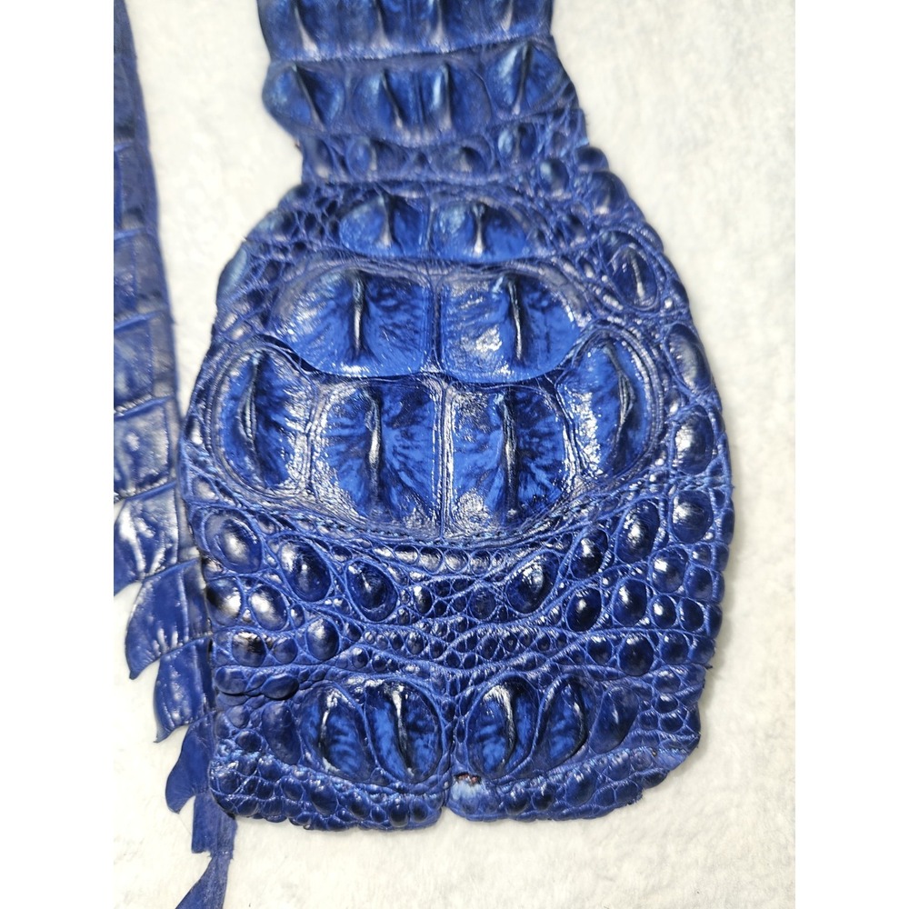 Vintage Caiman Hornback Belt Exotic Western Leather Taxidermy Blue Alligatoridae